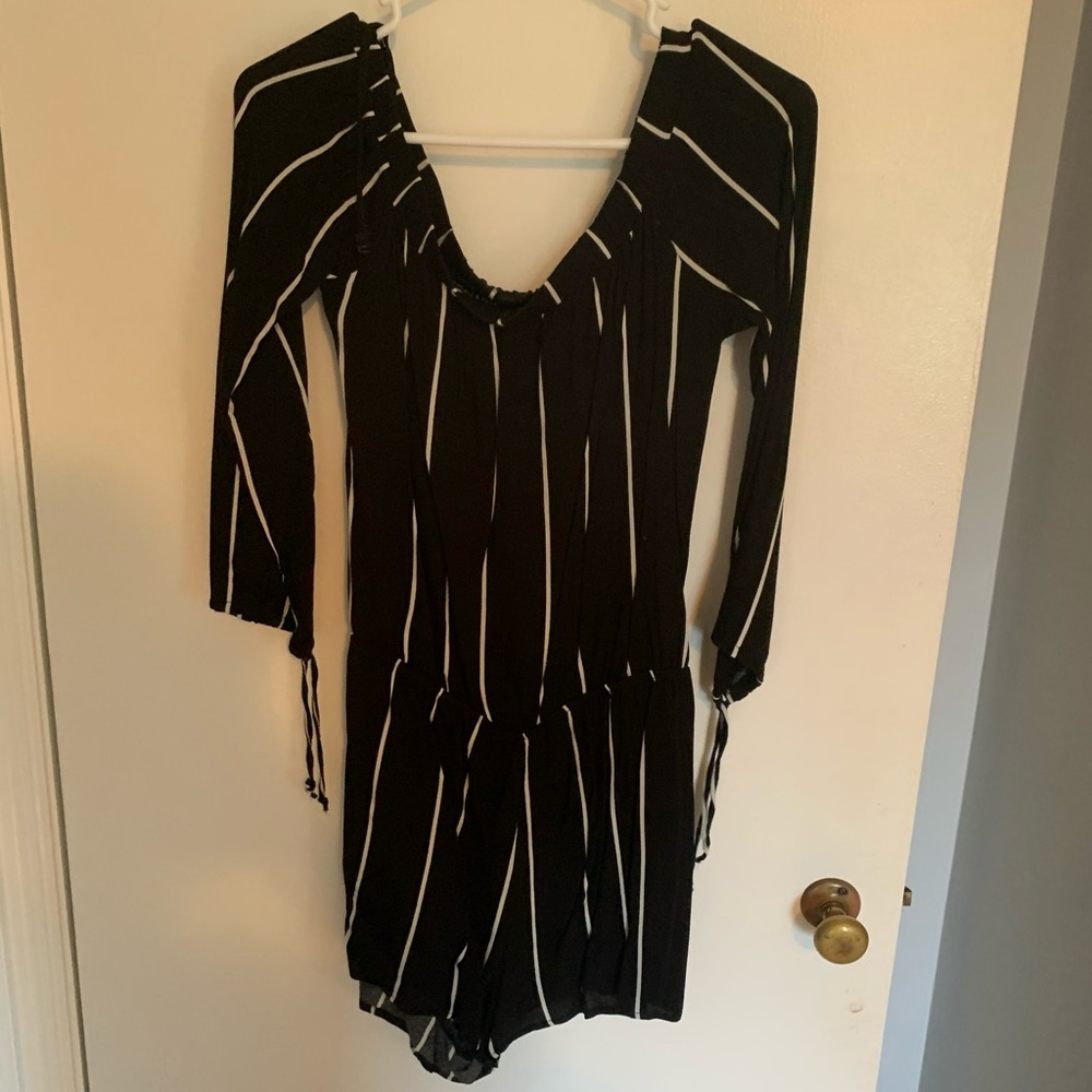 black and white romper